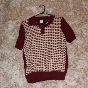 Urban Outfitters maroon and cream polo